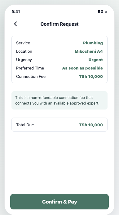 MULO confirm request screen