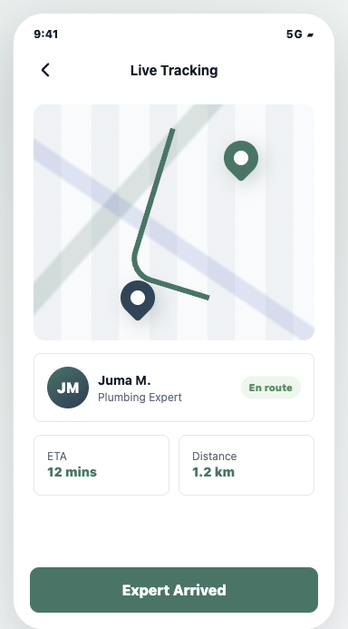 MULO live tracking screen