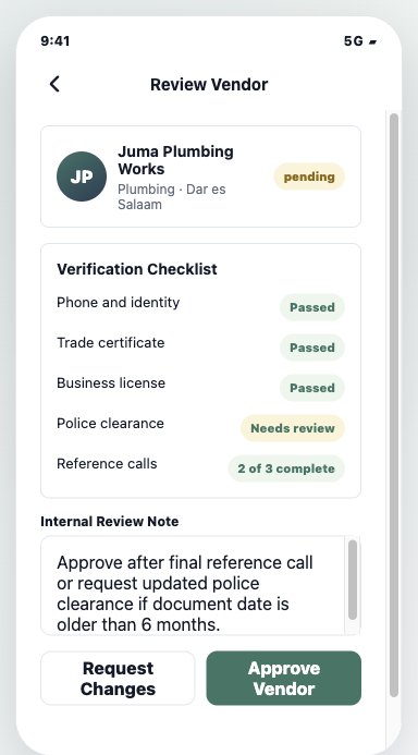 MULO admin moderation screen